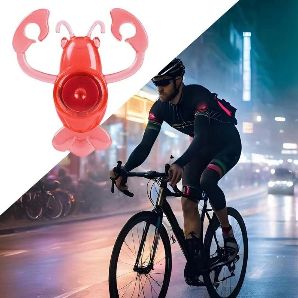 Lobster/Crab Shape LED Bike Rear Light Waterproof Bike Safety Warning Light Outdoor Enthusiasts