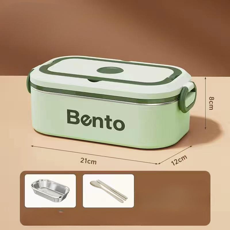 

1 шт. Изолированный ланч-бокс из нержавеющей стали 304, пригодный для микроволновой печи, большой вместимости, для офисного работника, студента, портативный ланч-бокс 1&850ml&1 зелёный