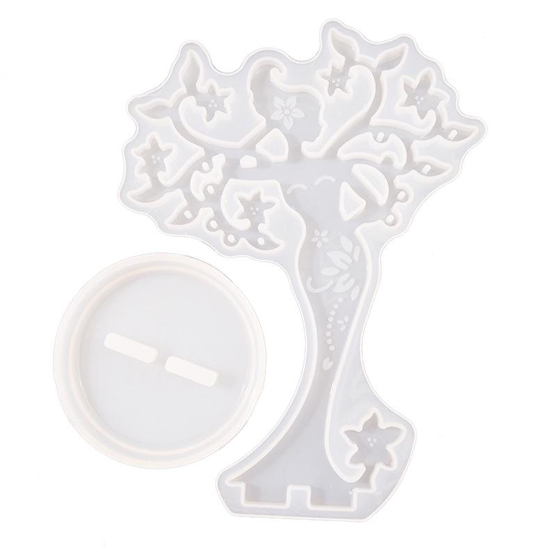 DIY Crystal Epoxy Silicone Jewelry Holder Mold - Beautiful Woman Ornament Display Stand and Mirror