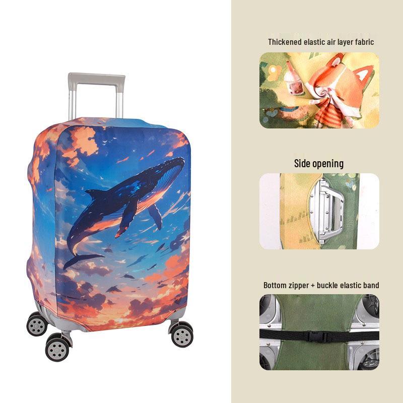 Maßgefertigter elastischer Gepäckschutzbezug mit Digitaldruck, verdickte Luftschicht für Reise-Trolleykoffer