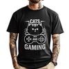 Katten En Gaming Kattenliefhebber Gaming Gamer Christelijk T-shirt Mannen Vrouwen Luxe Designer Kleding Oversized Man Harajuku