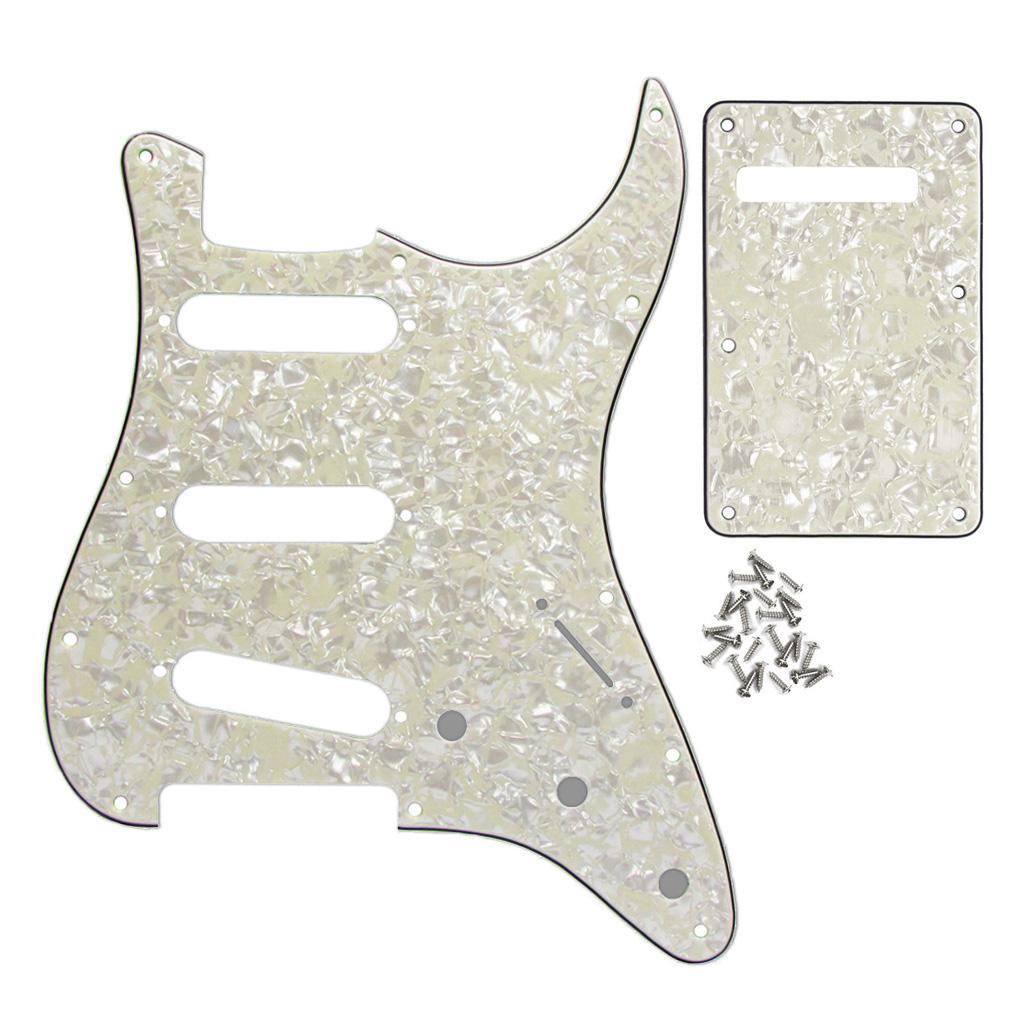 FLEOR Set of 11 Hole ST Guitar Pickguard SSS Scratch Plate Back Plate & Screws for Electric Guitar Parts