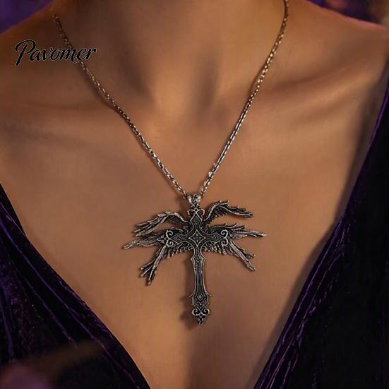 Dainty Alloy Necklace for Women Vintage Six-Winged Angel Pendant Necklace, Gothic Wing Charm Jewelry, Elegant Jewelry Daily Wear Fashion Men