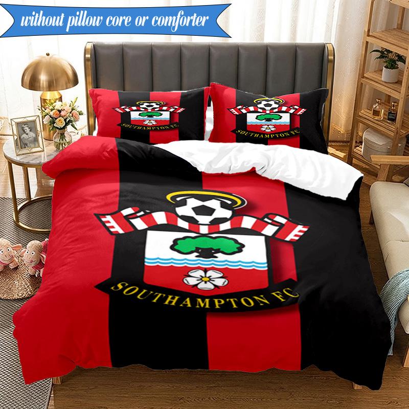 3-teiliges weiches Bettwäscheset mit FC-Wappen-Design, inklusive 1 Bettbezug und 2 Kissenbezügen. Perfekt für Schlafzimmer, Wohnheim, Fan-Geschenk