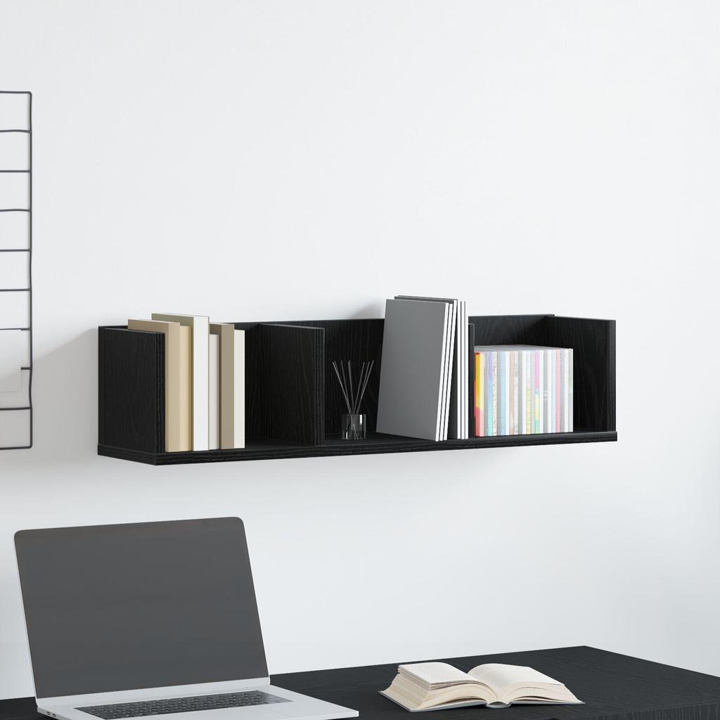 CD Ledge Made of Black Oak, Multifunctional Storage for Decorations and Vases, Ledge for Entrance, Living Room and Bathroom