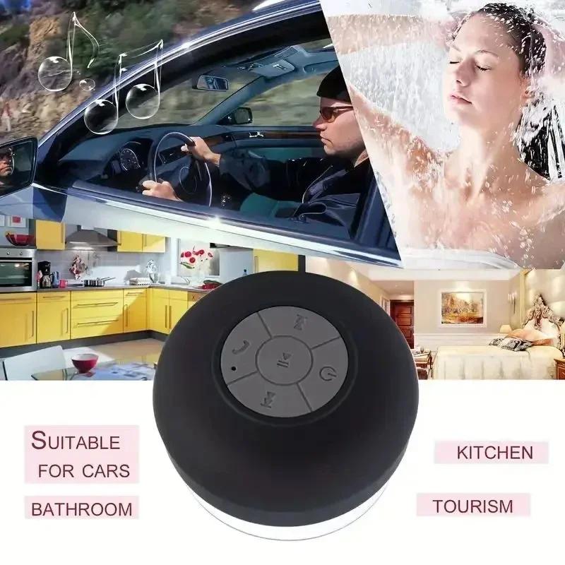 Tragbarer Bluetooth-Funklautsprecher, wasserdicht, mit Saugnapf, kleines Stereo für Auto, Badezimmer, mobiles Musikhören