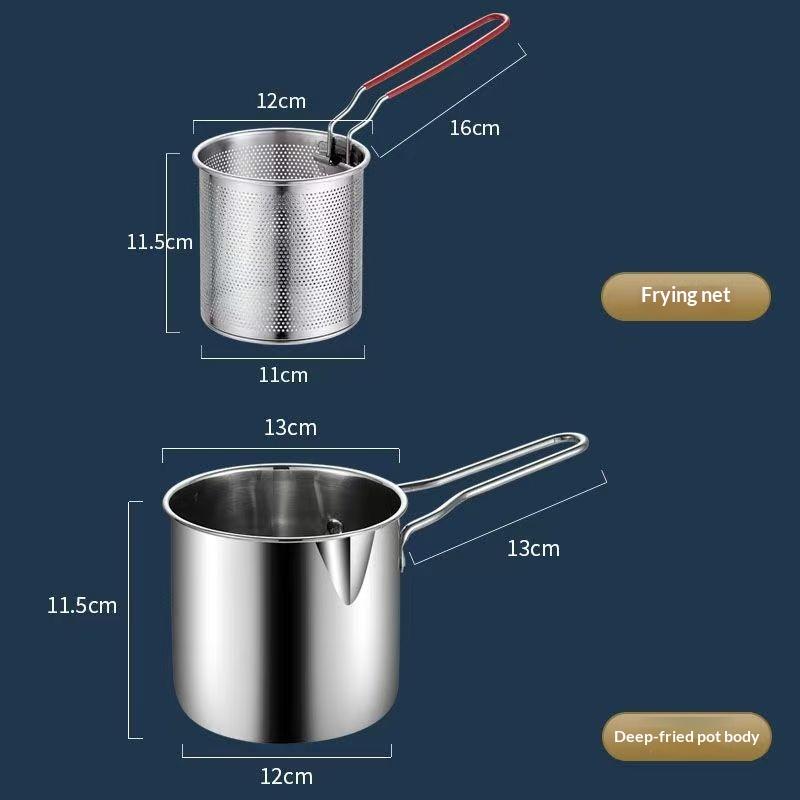 Deep Frying Pot Kitchen Fryer With Strainer Stainless Steel Tempura Fryer Pan Fry Pot Chicken Fried Chicken Cooking Tools