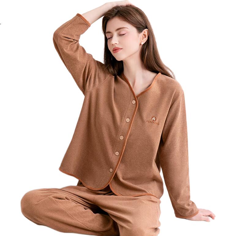 Fenteng Women's Anti-Static Warm Fleece Pajamas, Spring And Autumn New Lightweight Ladies' Loungewear Set