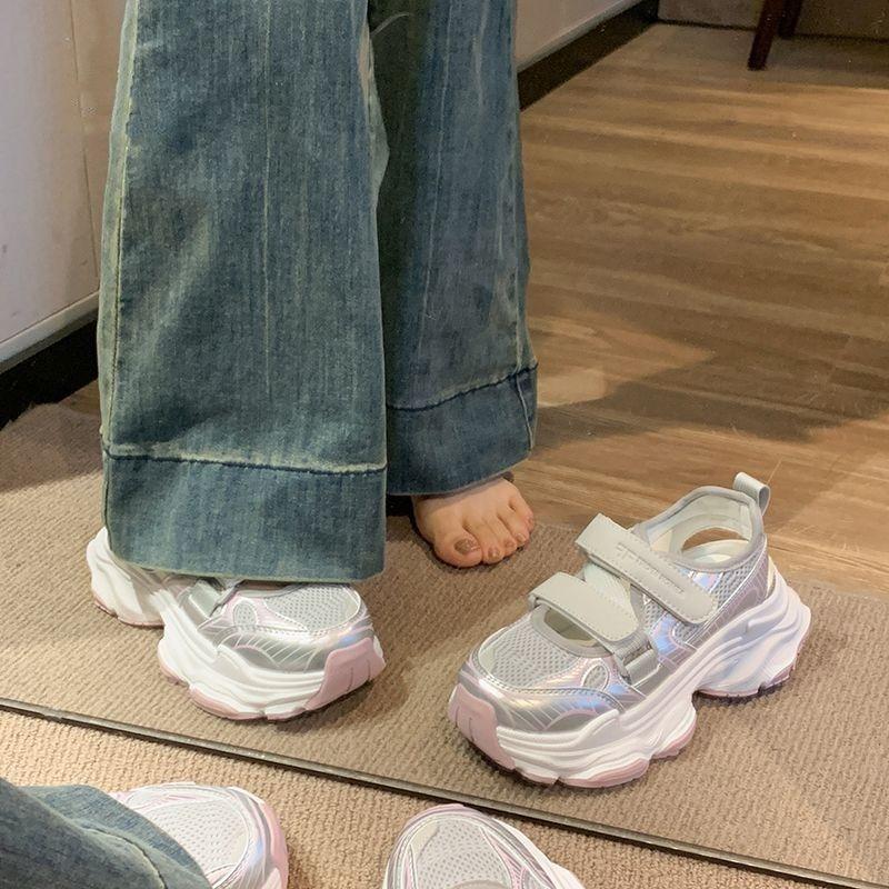 Super good-looking sports dad shoes versatile bag head summer new breathable hollow mesh platform sandals women