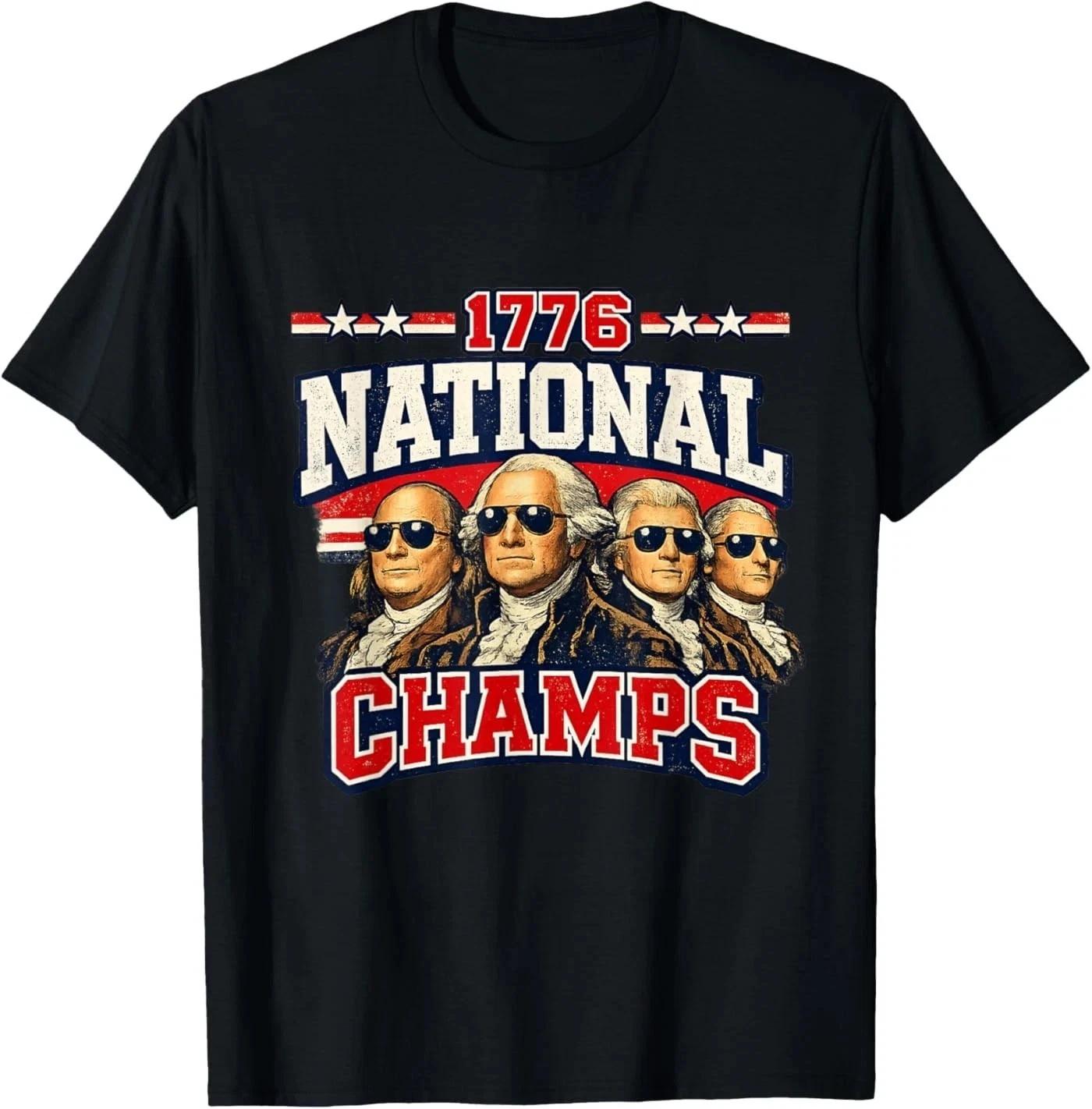 1776 National Champs Funny Patriotic America Founding Father T-Shirt S