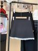 Plus Size Women's Retro Lace Trim Polka Dot Wool Blend Bodycon Mini Skirt