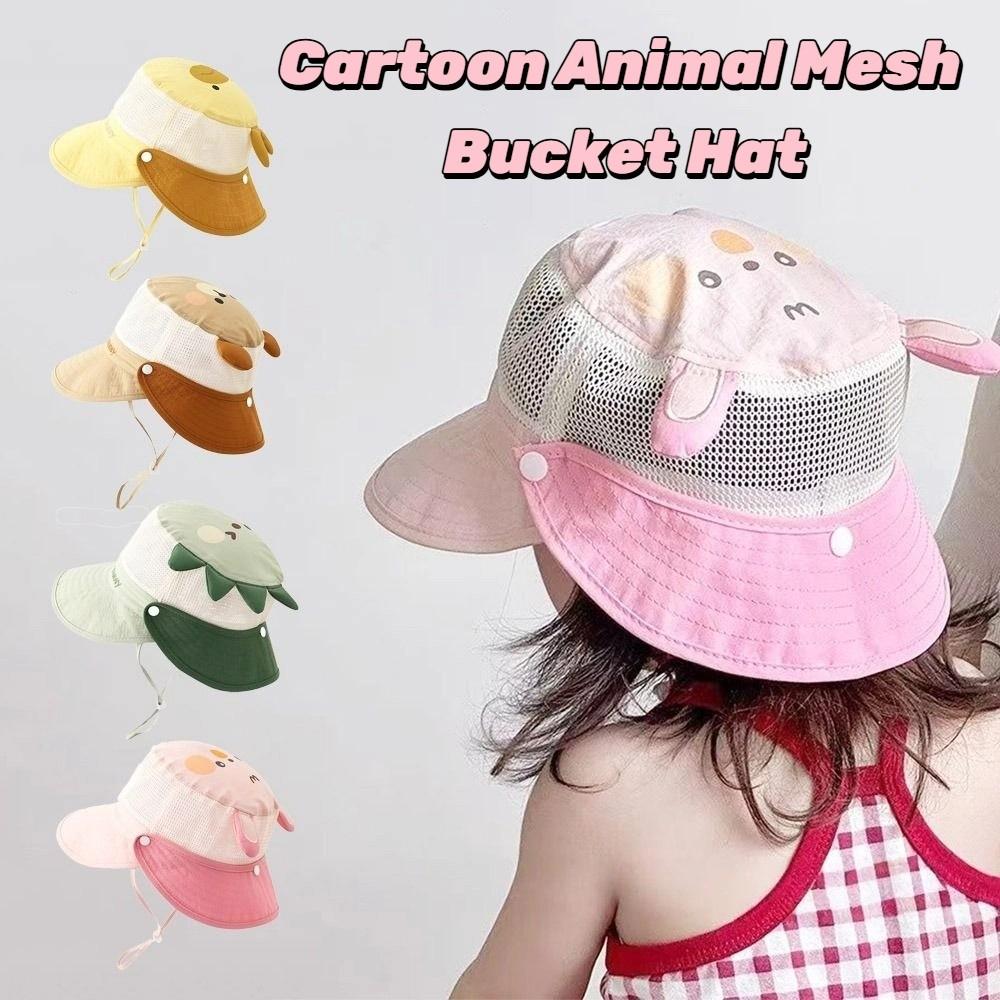 Mesh Summer Kid Sunhat Quick-dry Children's Fisherman Hat Cute Cartoon Animal Bucket Hat  Boy