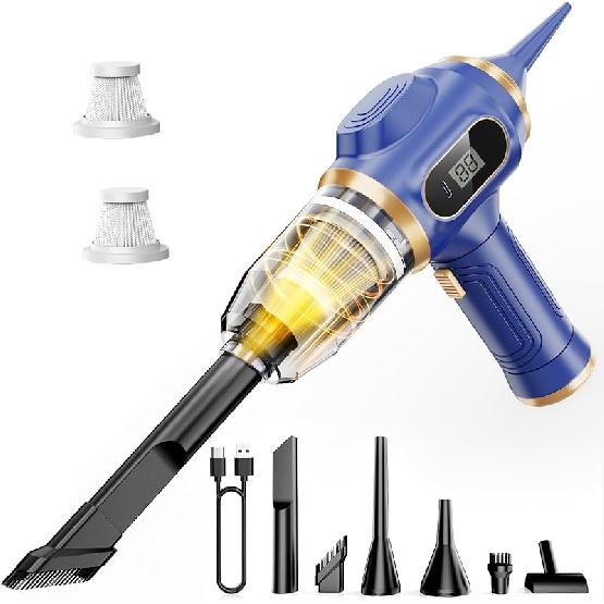 Portable Car Vacuum Cordless Mini Handheld Vacuums Cleaner Rechargeable With LCD Display And Multi-Nozzles, High Power Hand Held Cleaners For Car,