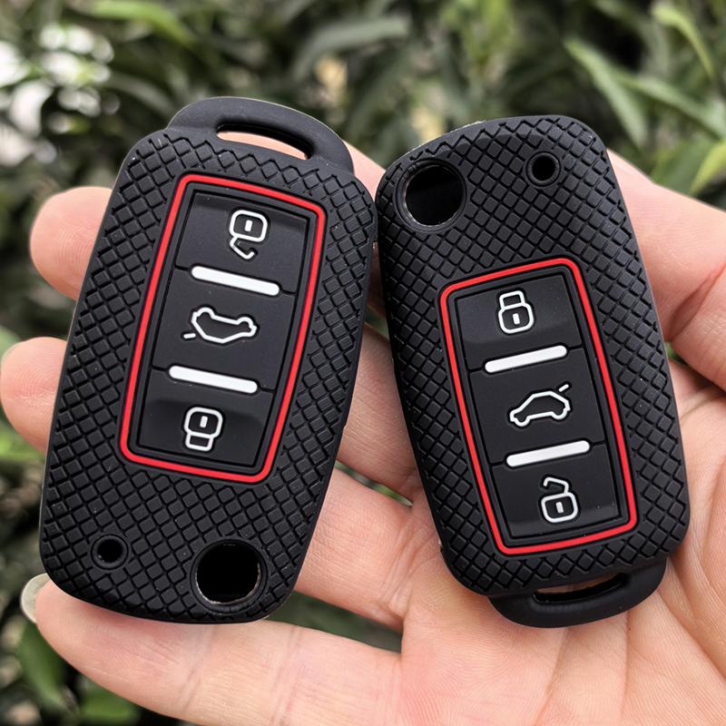For VW Golf 4 5 6 7 Bora Jetta POLO MK4 MK6 Bora Passat B5 B6 Superb Tiguan Beetle Car Silicone Remote Key Case Cover FOB