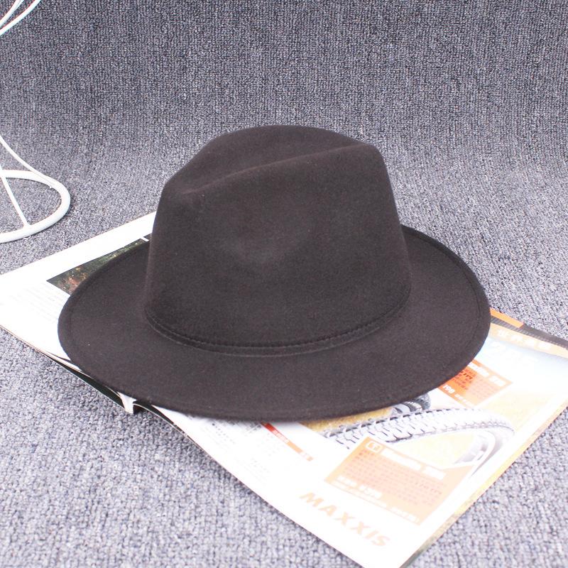 Seasonal Imitation Wool Big Edge Hat New Women'S Versatile Top Hat Outdoor Sunshade Woolen Basin Hat