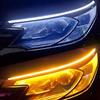 2pcs Automotive LED Decorative Light Strip Start Scan Atmosphere Light Car Grille Mesh Flow Light with Dual Color Environment Light