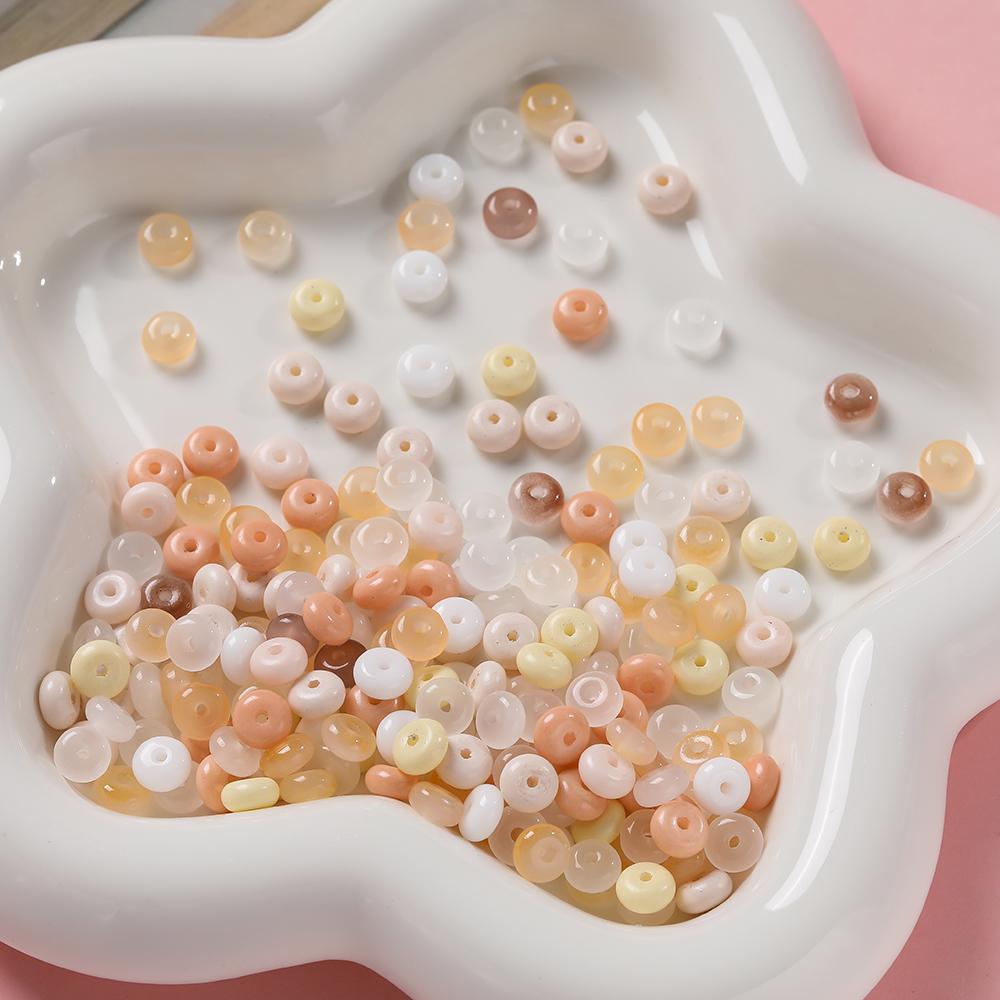 100pcs/lot Glass Imitation Jade Beads Flat Round Spacer Beads Mixed Bead for DIY Necklaces Bracelets Jewelry Making Accessories