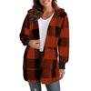 Fall Winter Women's Plaid Hooded Fleece Coat, New Casual Warm Outerwear for Women