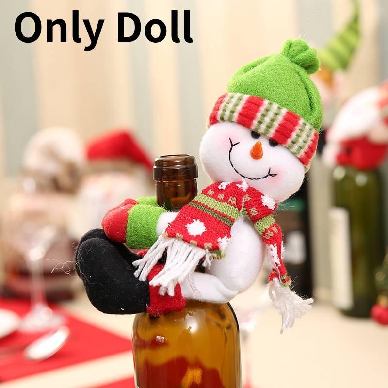 Charmante Weihnachts-Heimdekoration Weihnachtsmann Schneemann Weinflaschenbezug Set für festliche Feiern