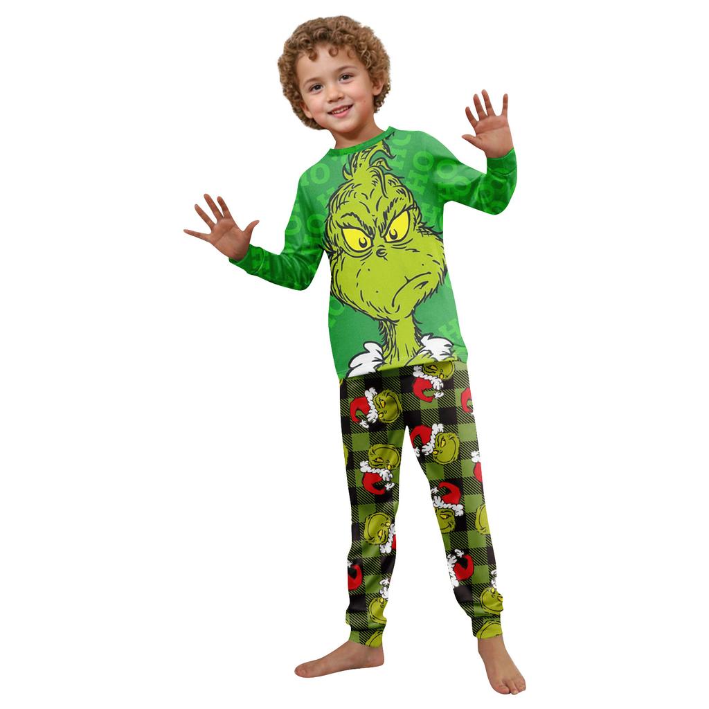 Christmas Print Cute Family Set Pajamas, Home Clothes, Family Set Long Sleeve Top Pants Set