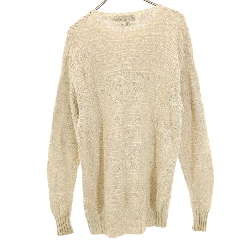 Polo by Ralph Lauren 90s Silk Old Long Sleeve Hand Knit L Beige Men's Used