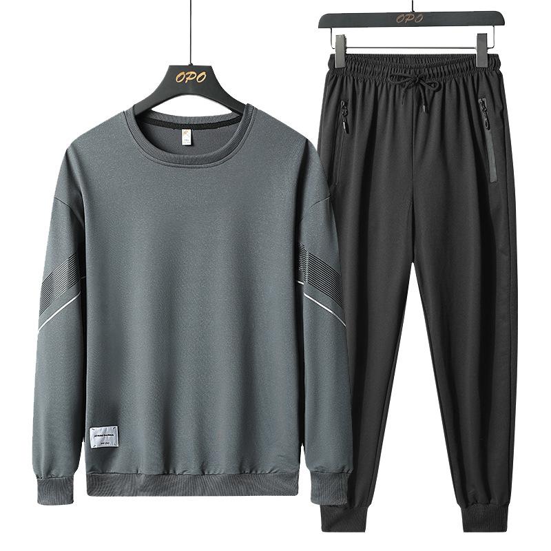 Sports Set Men's Round Neck Casual Two Piece Slimming Minimally Designed Sweatshirt Pants