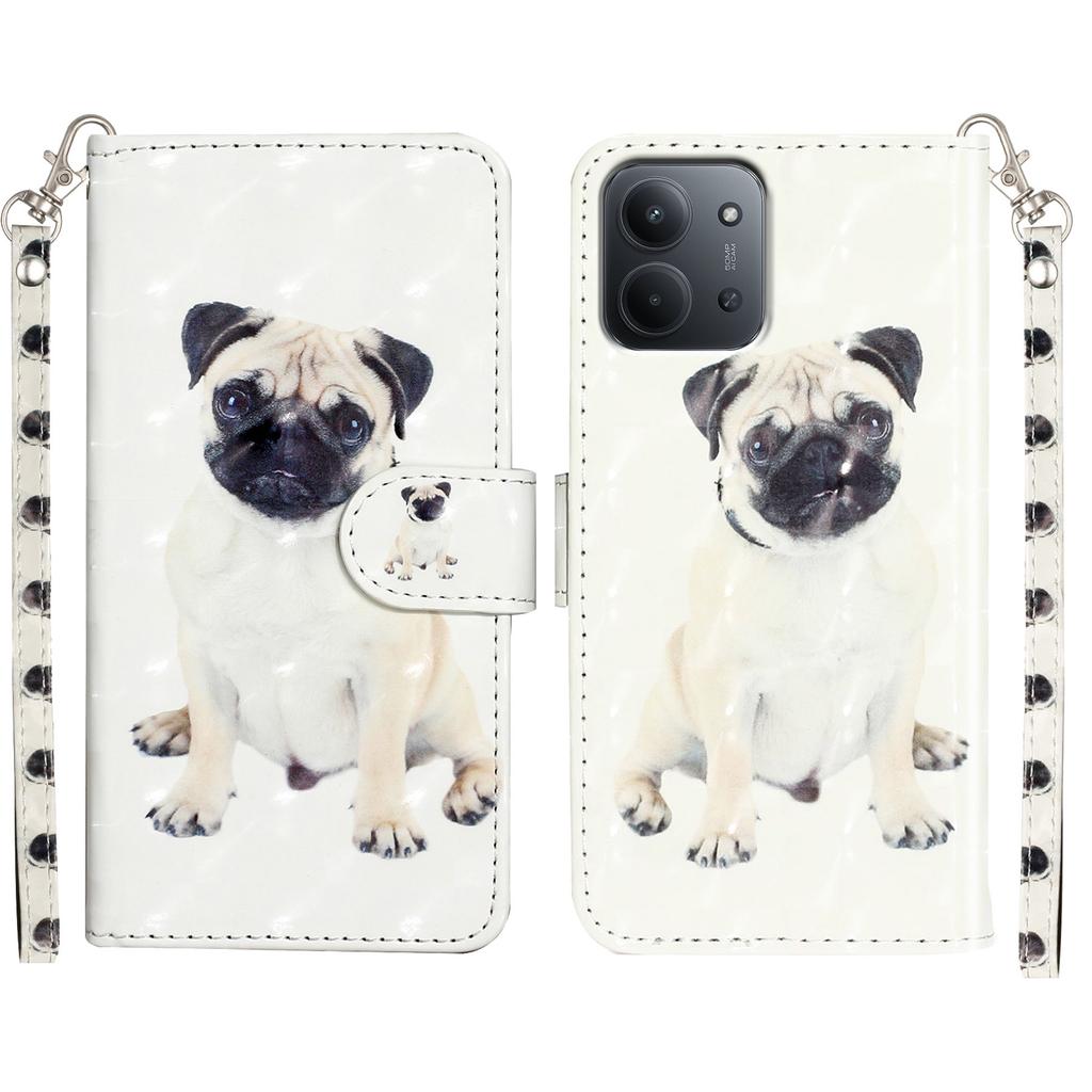 For Xiaomi Redmi 15C 4G (EU) (173mm)/15C 5G (EU) (173mm)/Poco C85 4G (173mm) Case Pattern Print Leather Phone Cover with Strap