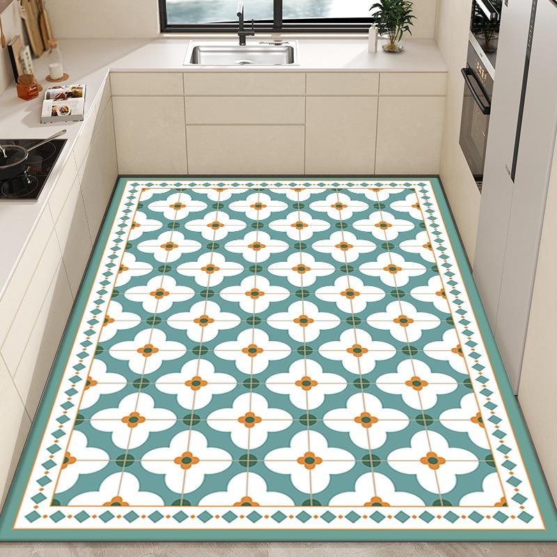 Kitchen Carpet Anti-slip Oil-proof Waterproof PVC Floor Mat Large Area Rug for Home Decoration Alfombra De Cocina