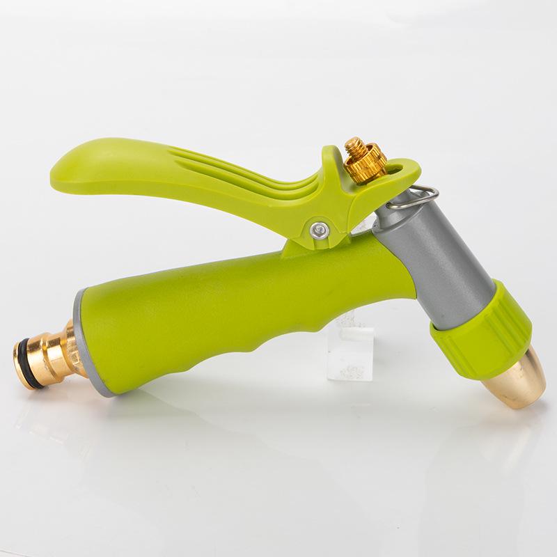 Aluminum Alloy High-Pressure Car Wash Nozzle with Rubber Grip and Brush for Gardening and Car Cleaning