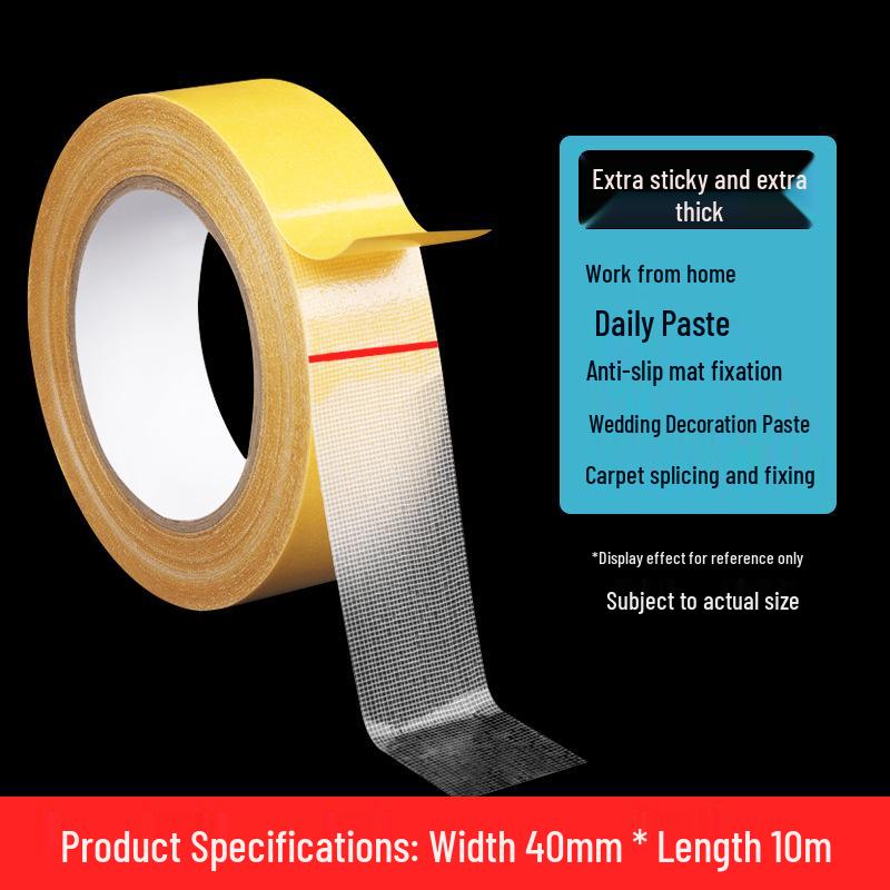 High Viscosity Transparent Double-Sided Acrylic Tape - Yellow/Ginger, Traceless, Grid Patterned for Carpets.