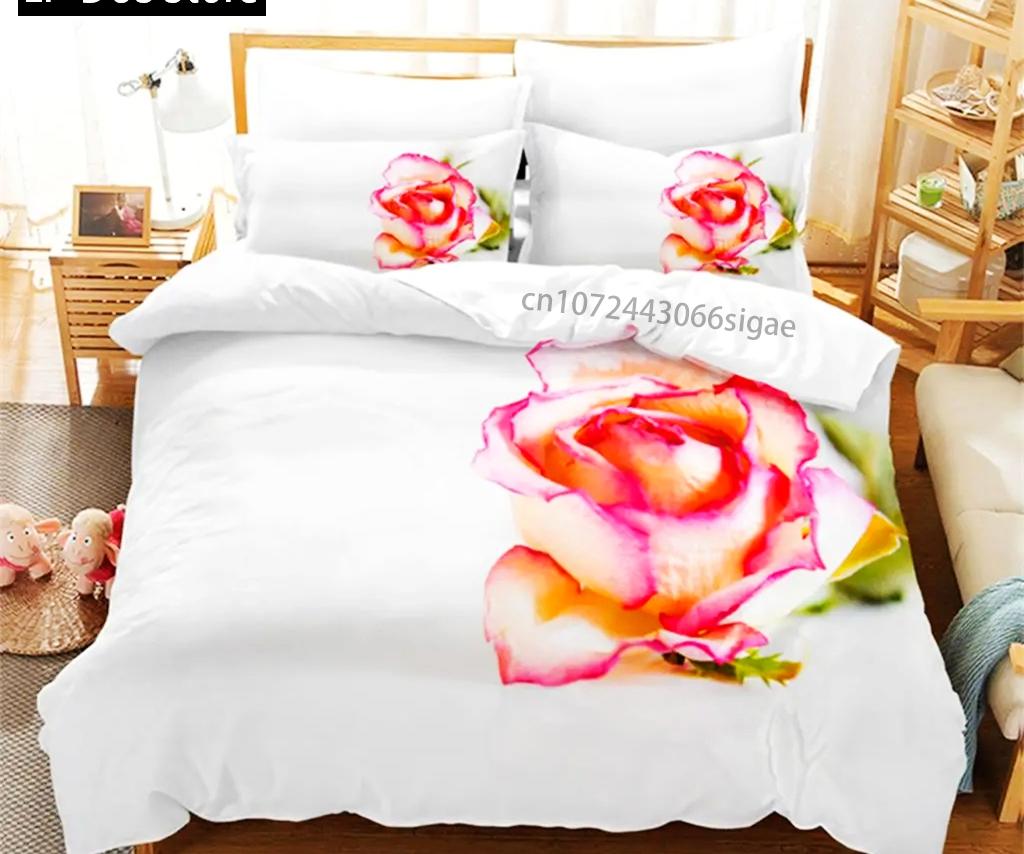 

Comforter Flower Bed Single Red Rose 3D Comforter Bedding Sets 3Pcs With Pillow Case King Size Full Wedding Comforter (quilt)-EU Single(135*200cm)3pcs