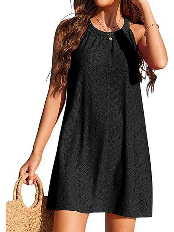 Ärmelloses Häkel-Badeanzug-Strandkleid für Damen