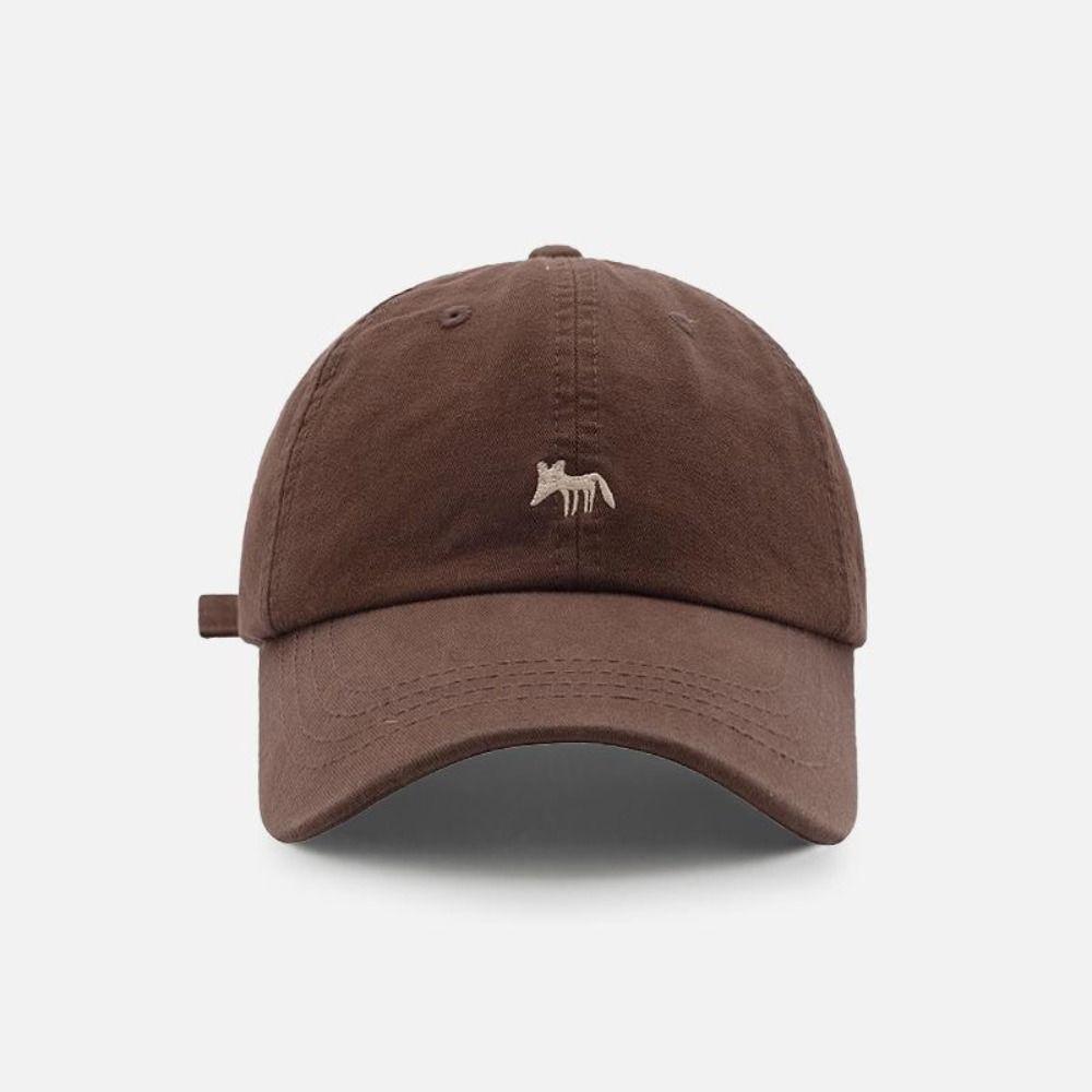 Embroidered Canvas Baseball Hat Animals Sun Hat Versatile Embroidery Baseball Cap  Girl
