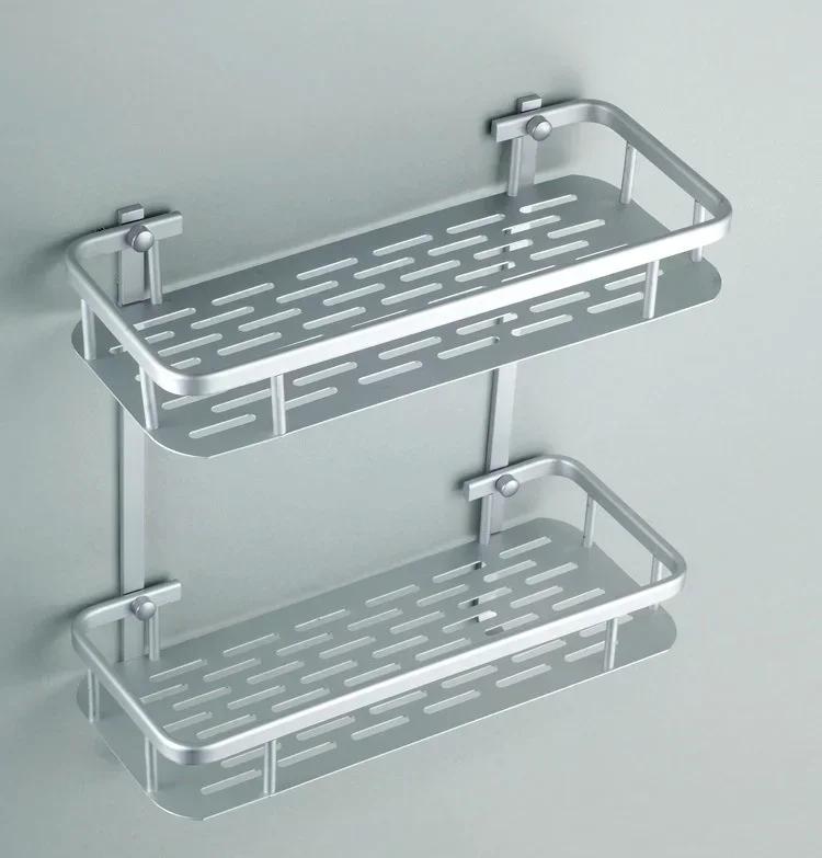 Bathroom Shelf Organizer 30CM Shower Storage Rack Gray Wall Mounted Space Aluminum Toilet Shampoo Holder Shelves Accessories