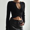 Women’s Fashion Knit Crop Tops Long Sleeve Solid Slim Fit T-Shirts Sweater T-shirts