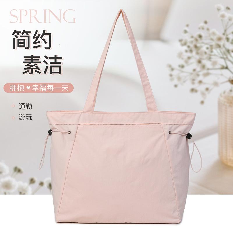 Shoulder large bag women's new fashion large-capacity class student handbag simple solid color handbag bag