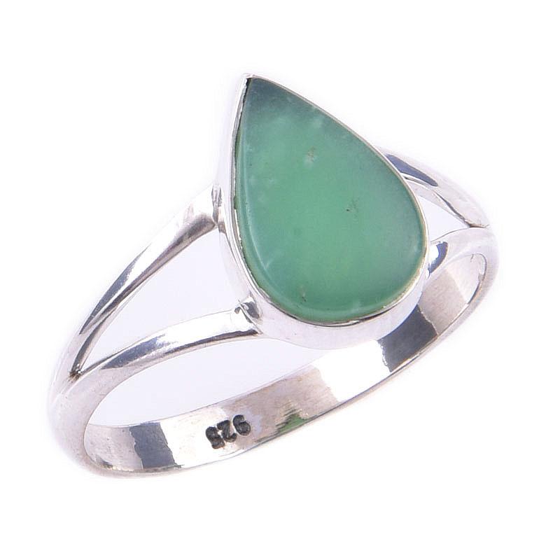 Natürlicher Chrysopras Edelstein Handgefertigt 925 Massiv Sterlingsilber Ring Größe 9 D8H73