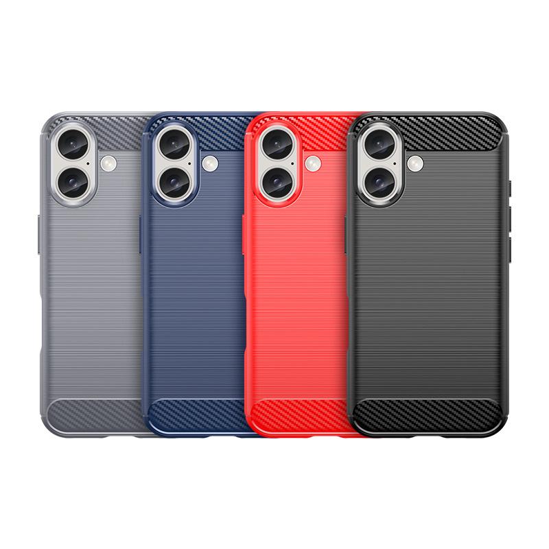 For Cover iPhone 16 Case iPhone 16 Plus Capas Shockproof Phone Back Soft TPU Carbon Fiber Case For iPhone 16 Plus Pro Max Fundas