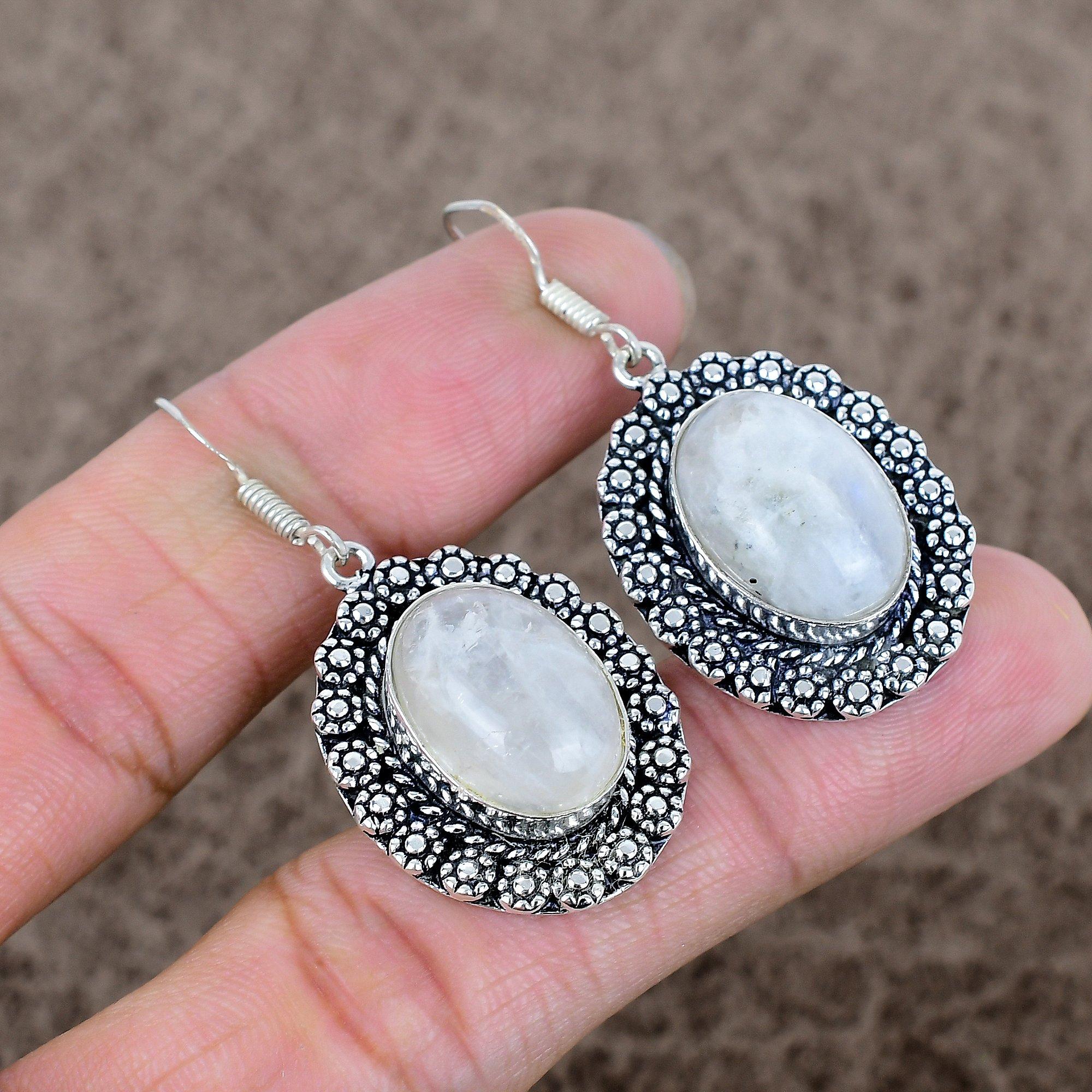 

Moonstone Gemstone Handmade 925 Sterling Silver Jewelry Earring 1.89 KKG-703