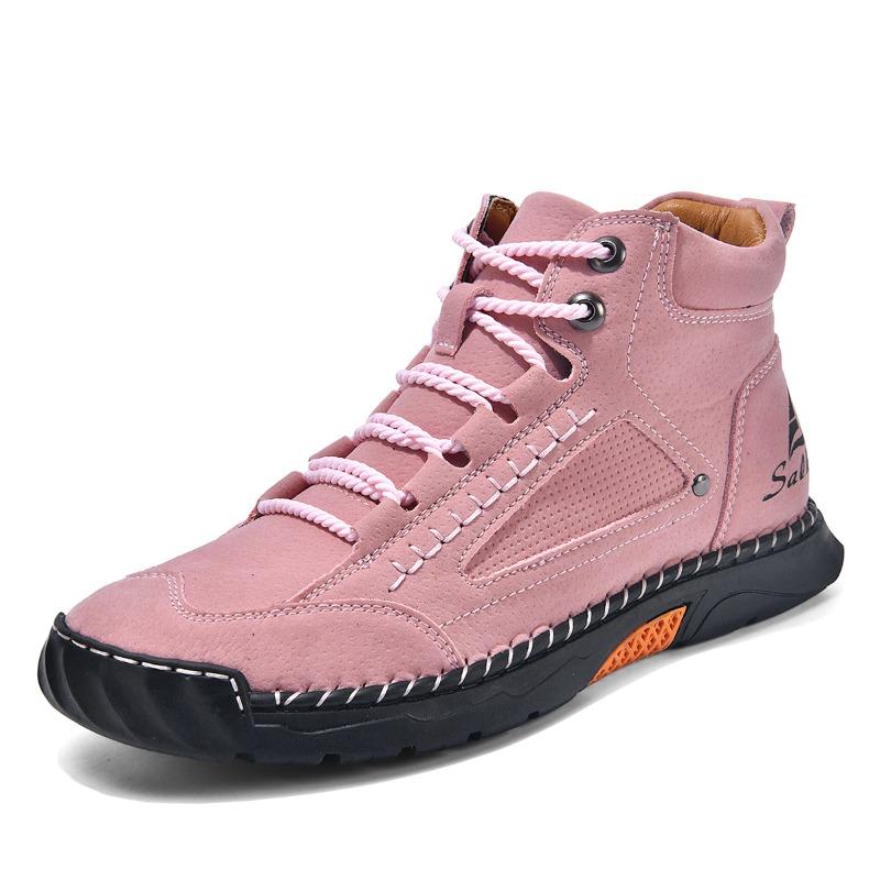 Plus-size Leather Boots, Men's Fashionable Ankle Boots, Flat Lace-up Casual Shoes