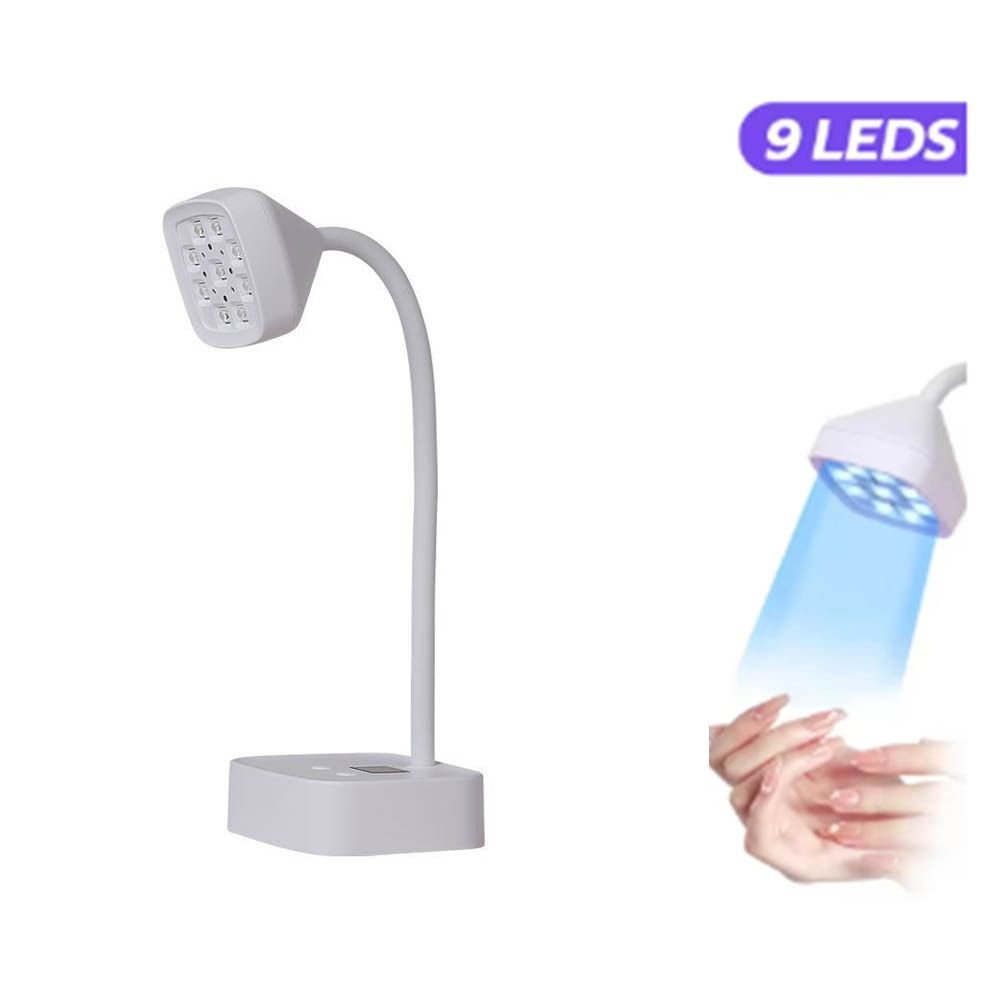 9LED Desktop Nail Lamp 360° Bendable Nail Dryer Light Automatic Sensing UV Curing Light  Gel Polish