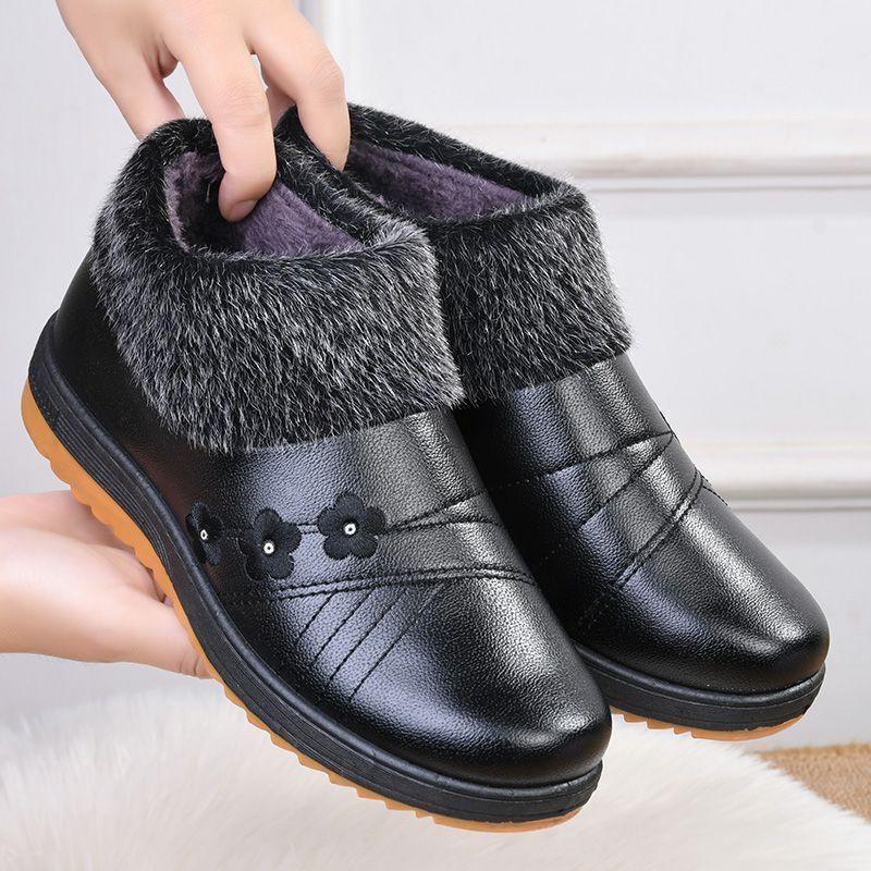 

Старая Северная парусиновая обувь женская хлопковая обувь зимняя водонепроницаемая и нескользящая с начесом утолщенная теплая обувь для среднего и пожилого возраста плоские материнские хлопковые ботинки 35