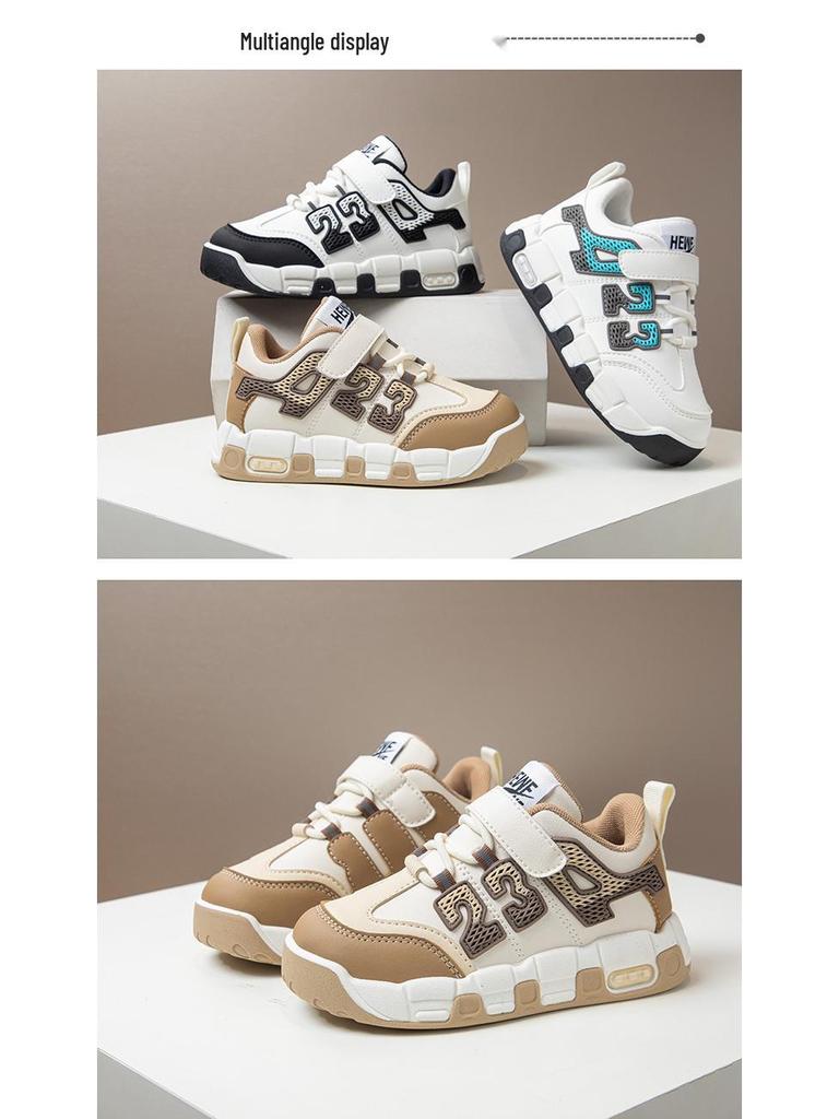 Chaussures de sport en cuir pour enfants - Automne/Hiver Baskets souples pour garçons - Course à pied et décontractées