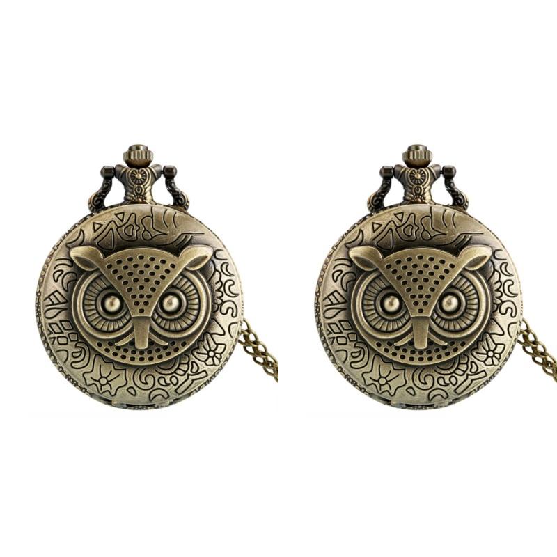 Vintage Bronze Late Sleeping Man Necklace Quartz Pocket Watch Clock Chain Men Women