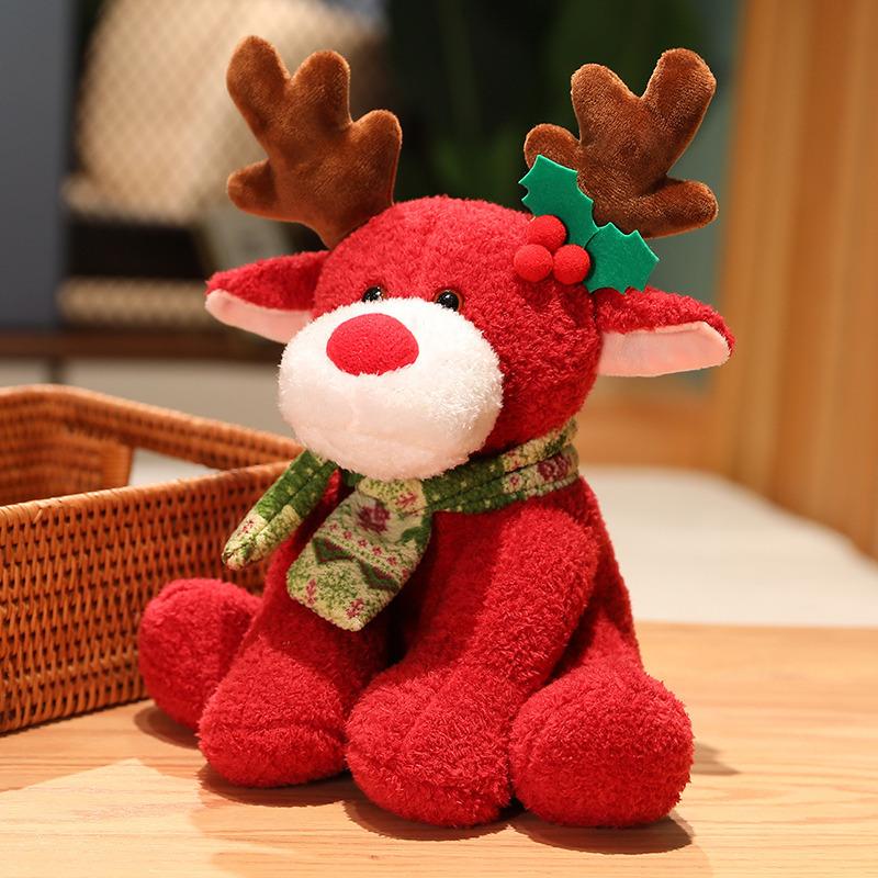 Cute Plush Christmas Scarf Teddy Bear Doll Christmas Gift Plush Christmas Deer Toy Spot