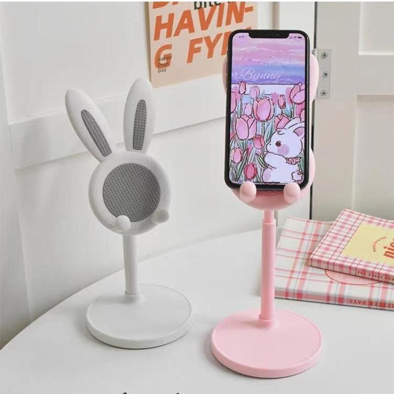 Cartoon Konijn Desktop Mobiele Telefoon Houder Standaard Smartphone Tablet Beugel Verstelbare Telescopische Hefbare Luie Houder