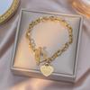 Heart Charm Link Chain with OT Toggle Clasp – Elegant Stainless Steel for Women Bracelet Jewelry