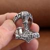 Classic Vintage Viking Thors Hammer Ring For Men Stainless Steel Nordic Odin Rune Rings Fashion Amulet Jewelry Gift