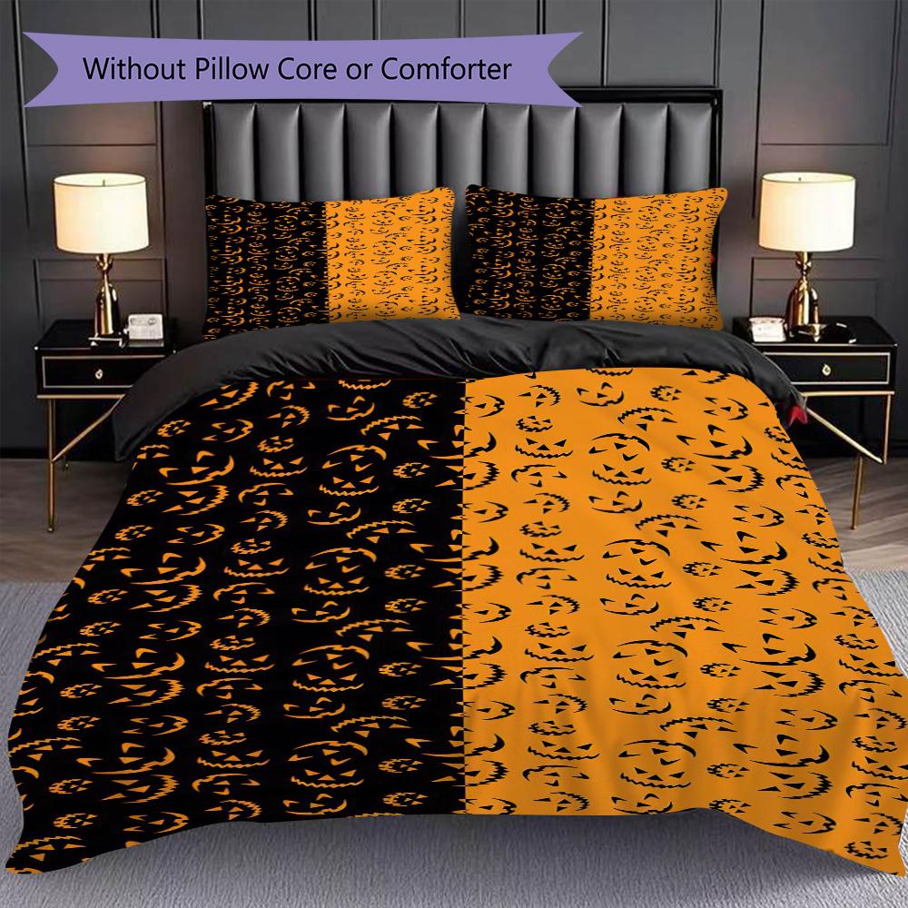 1PC Halloween theme pattern Bedding Quilt Set Quilt Cover Pillowcase Home Decoration Birthday Gift (1 * duvet cover + 2 * pillowcase, without core)