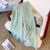 Women New Chinese Style Bamboo Embroidered Wide Leg Pants